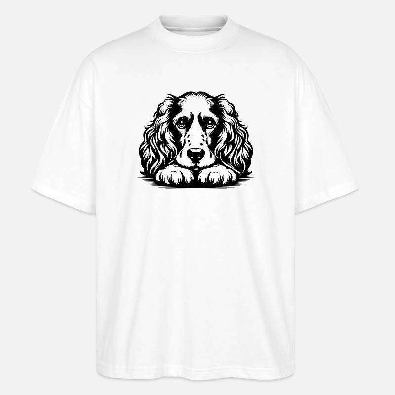 Cocker Spaniel Kopf mit Pfoten - Stanley/Stella Oversized Unisex Bio T-Shirt Blaster 2.0 - Weiß