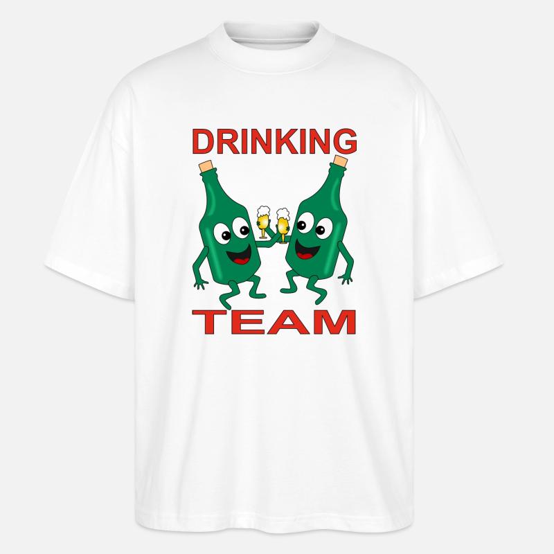Verschmitzte Bierflaschen Trinkteam - Stanley/Stella Oversized Unisex Bio T-Shirt Blaster 2.0 - Weiß