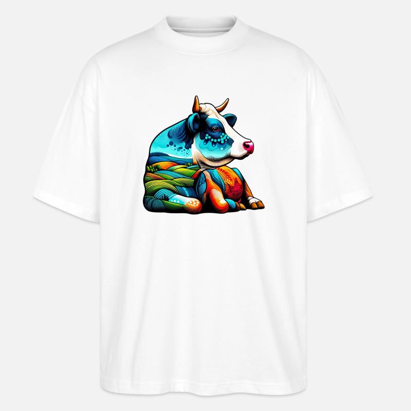 Kuh - Stanley/Stella Oversized Unisex Bio T-Shirt Blaster 2.0 - Weiß