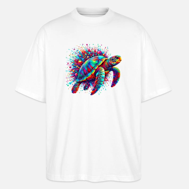 Schildkröte - Stanley/Stella Oversized Unisex Bio T-Shirt Blaster 2.0 - Weiß