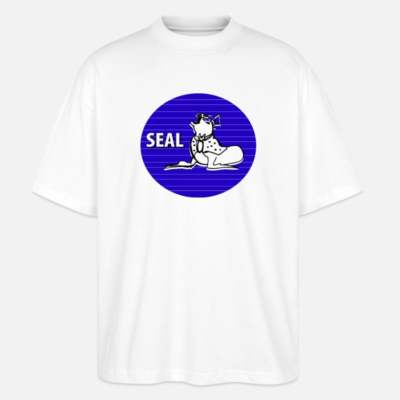 Seehund - Stanley/Stella Oversized Unisex Bio T-Shirt Blaster 2.0 - Weiß