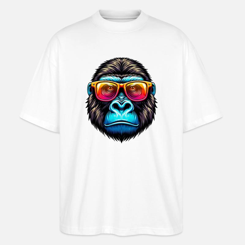 Gorillas mit Sonnenbrille - Stanley/Stella Oversized Unisex Bio T-Shirt Blaster 2.0 - Weiß