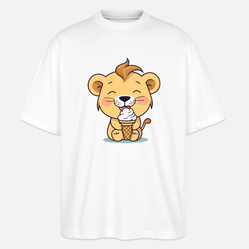 Löwe isst eis - Stanley/Stella Oversized Unisex Bio T-Shirt Blaster 2.0 - Weiß