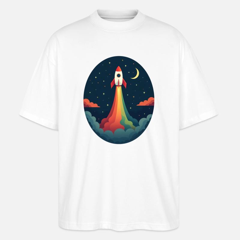 Launched Out - Never Looking Back - Stanley/Stella Oversized Unisex Organic T-shirt Blaster 2.0 - white