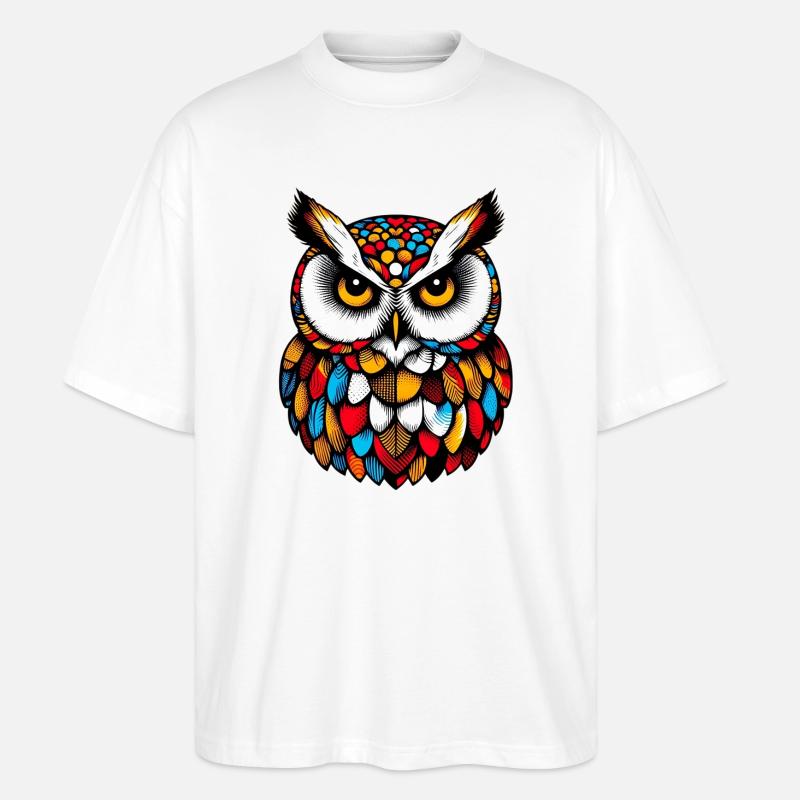 Eule - Stanley/Stella Oversized Unisex Bio T-Shirt Blaster 2.0 - Weiß