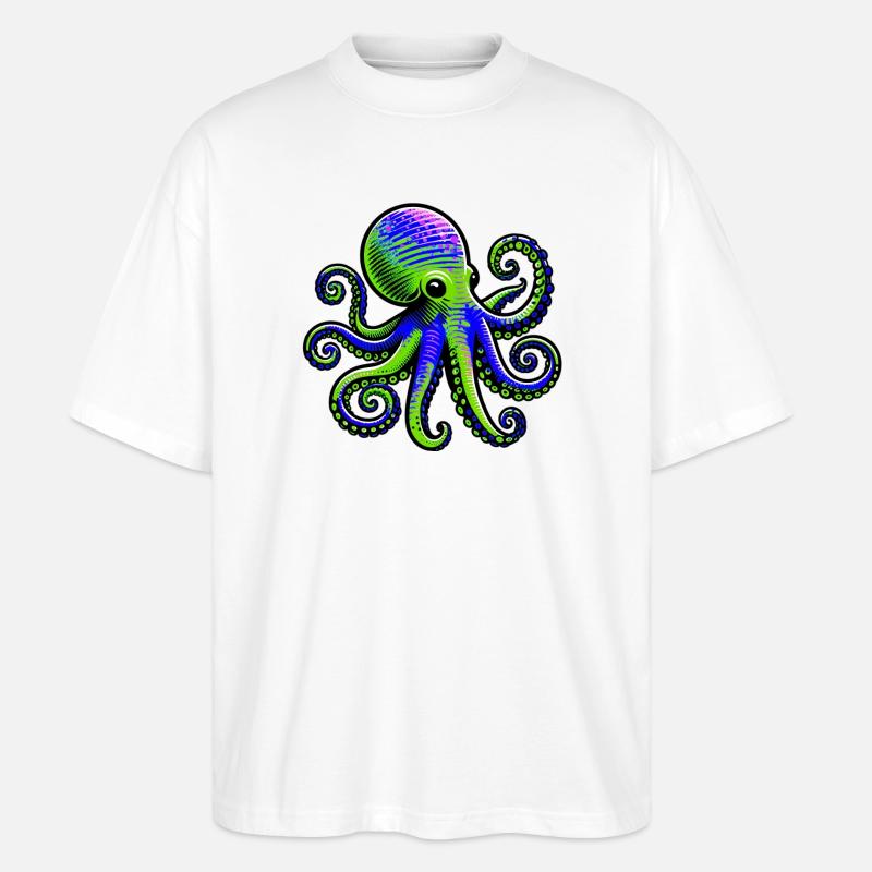 Krake - Stanley/Stella Oversized Unisex Bio T-Shirt Blaster 2.0 - Weiß