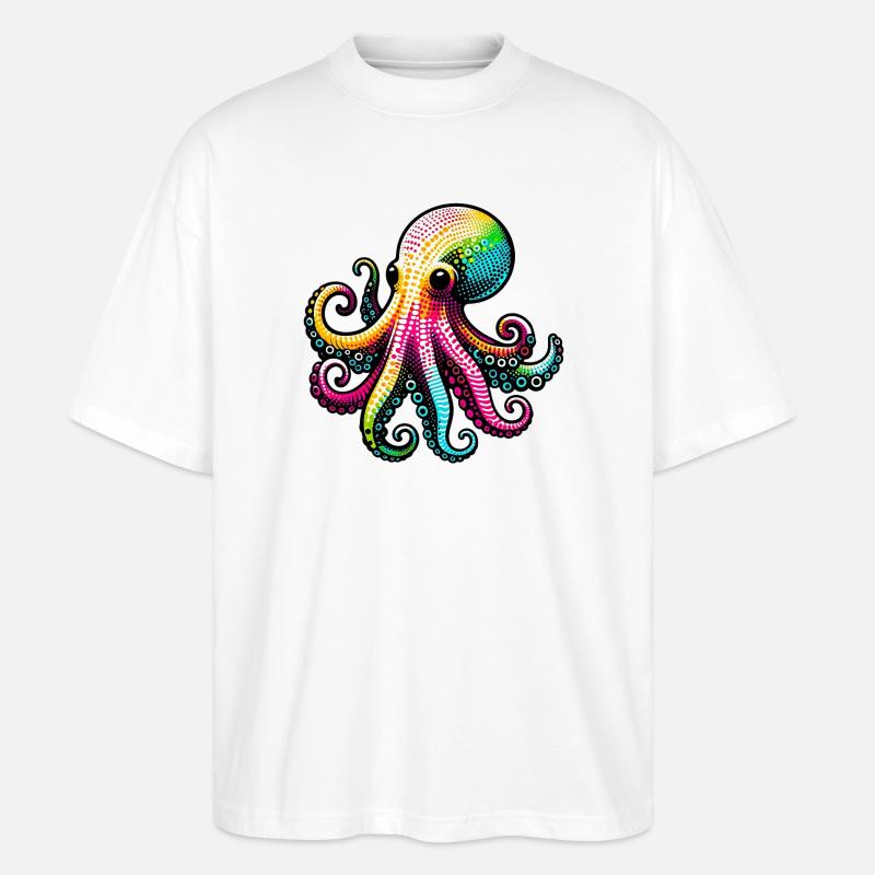 Octopus - Stanley/Stella Oversized Unisex Organic T-shirt Blaster 2.0 - white