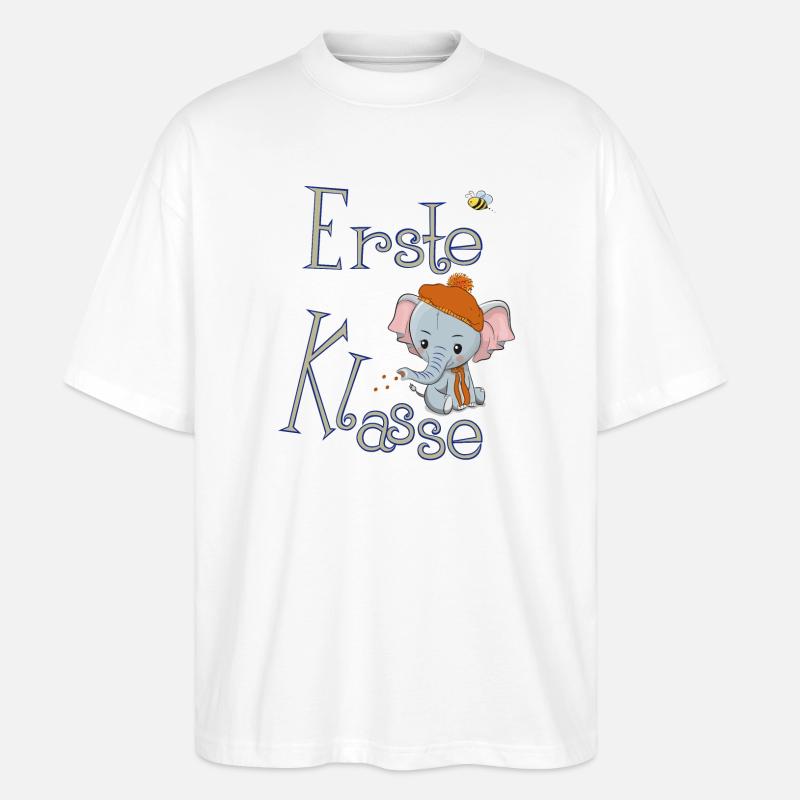 First Class, Elephant - Stanley/Stella Oversized Unisex Organic T-shirt Blaster 2.0 - white