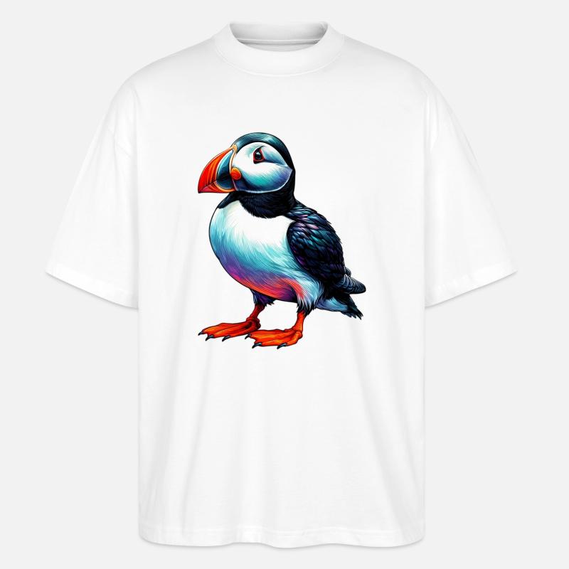 Papageitaucher - Stanley/Stella Oversized Unisex Bio T-Shirt Blaster 2.0 - Weiß