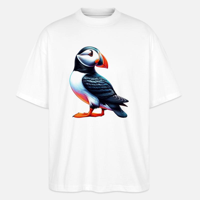 Papageitaucher - Stanley/Stella Oversized Unisex Bio T-Shirt Blaster 2.0 - Weiß