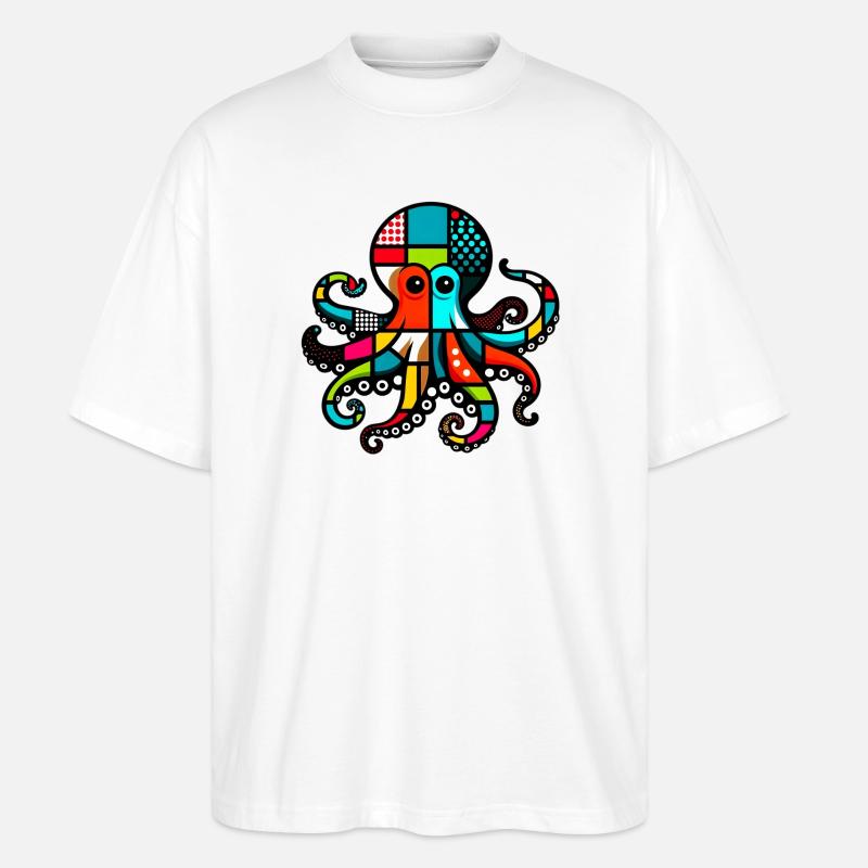 Krake - Stanley/Stella Oversized Unisex Bio T-Shirt Blaster 2.0 - Weiß