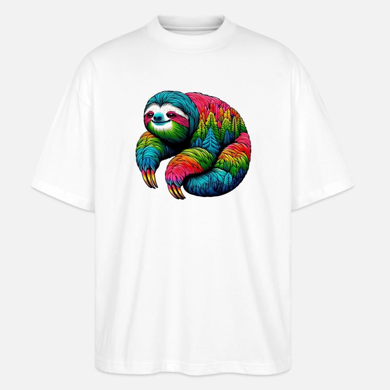 Faultier - Stanley/Stella Oversized Unisex Bio T-Shirt Blaster 2.0 - Weiß