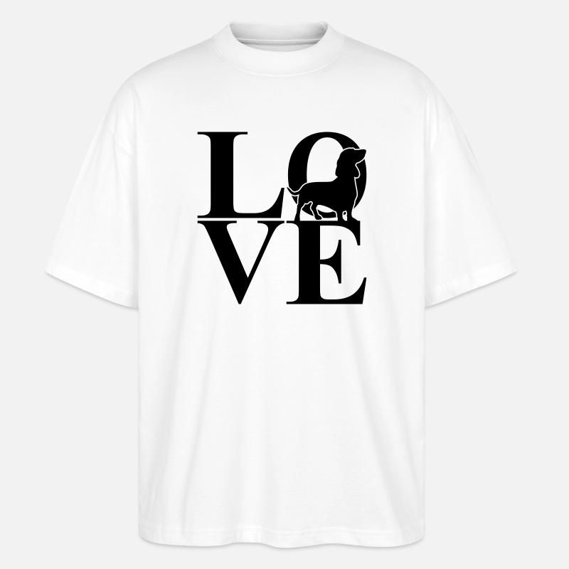 Dackel Love Hundemotiv - Stanley/Stella Oversized Unisex Bio T-Shirt Blaster 2.0 - Weiß