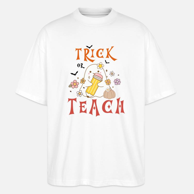 Halloween-Lehrer austricksen oder unterrichten - Stanley/Stella Oversized Unisex Bio T-Shirt Blaster 2.0 - Weiß