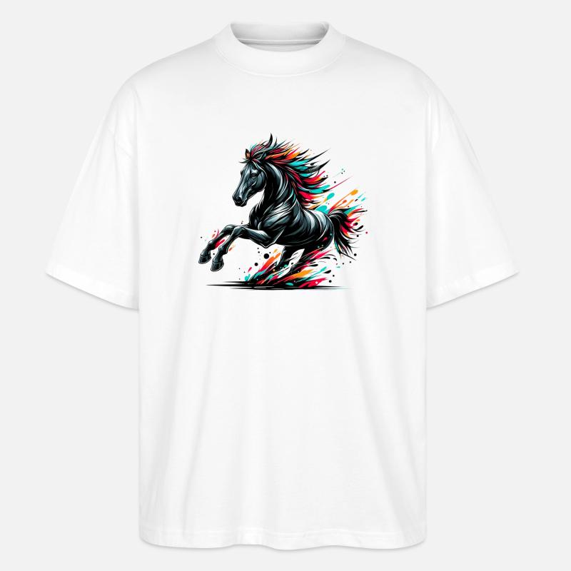 Pferd - Stanley/Stella Oversized Unisex Bio T-Shirt Blaster 2.0 - Weiß