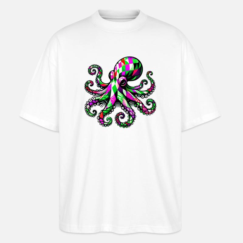 Krake - Stanley/Stella Oversized Unisex Bio T-Shirt Blaster 2.0 - Weiß