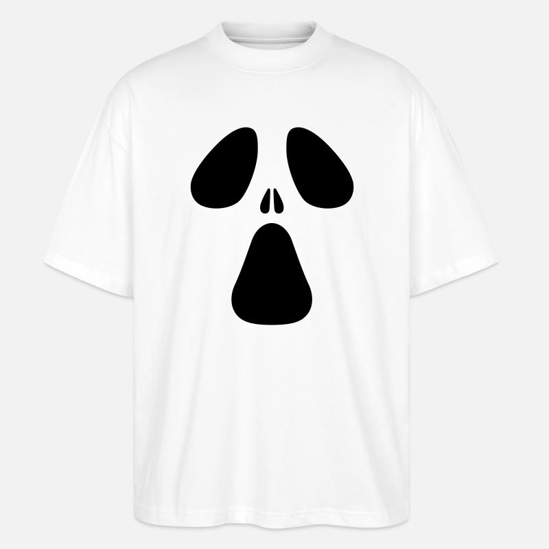 AC Designs Halloween Ghost Face - T-shirt bio Blaster 2.0 coupe oversize Stanley/Stella Unisexe - blanc