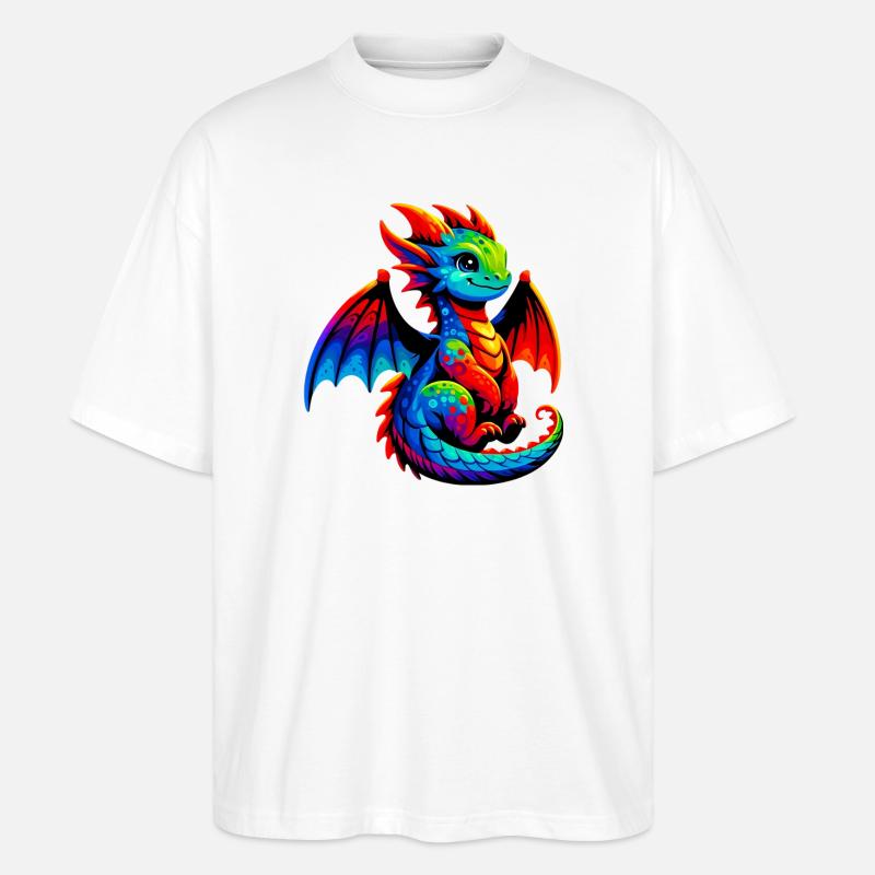 Drache - Stanley/Stella Oversized Unisex Bio T-Shirt Blaster 2.0 - Weiß