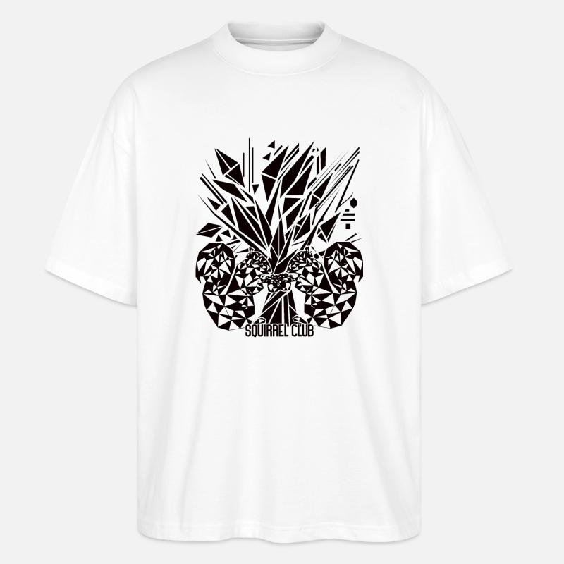Lebensbaum mit Eichhörnchen – Geometrisches Design - Stanley/Stella Oversized Unisex Bio T-Shirt Blaster 2.0 - Weiß