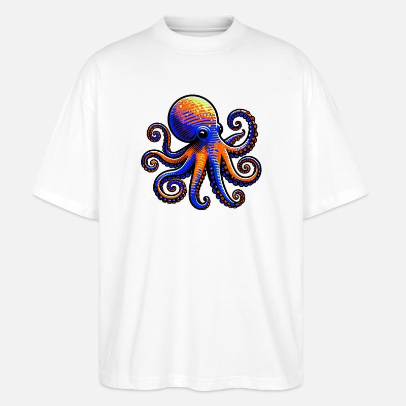 Krake - Stanley/Stella Oversized Unisex Bio T-Shirt Blaster 2.0 - Weiß