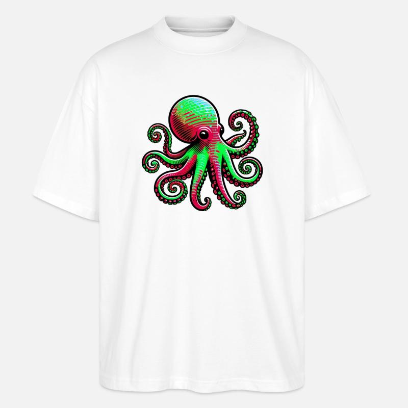 Krake - Stanley/Stella Oversized Unisex Bio T-Shirt Blaster 2.0 - Weiß