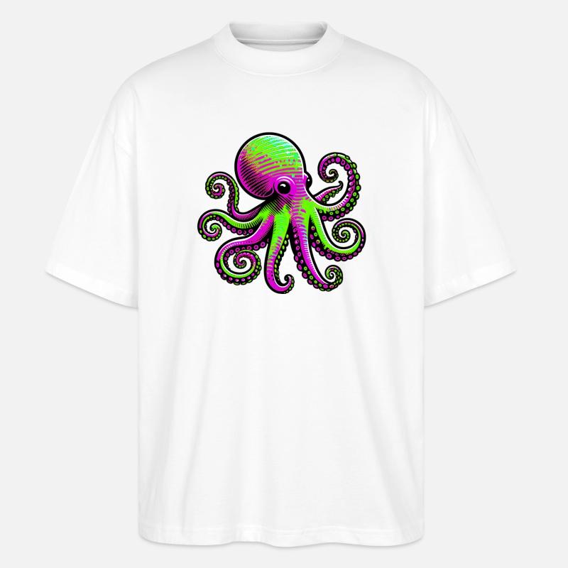 Octopus - Stanley/Stella Oversized Unisex Organic T-shirt Blaster 2.0 - white