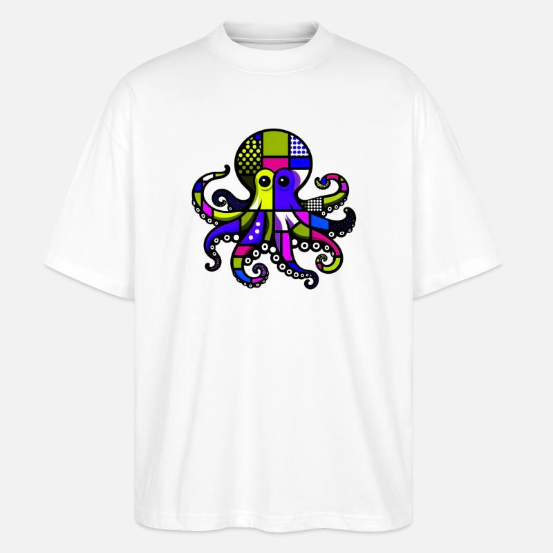 Krake - Stanley/Stella Oversized Unisex Bio T-Shirt Blaster 2.0 - Weiß