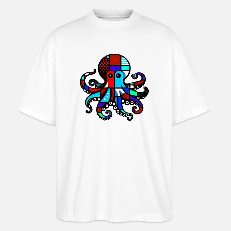 Octopus - Stanley/Stella Oversized Unisex Organic T-shirt Blaster 2.0 - white