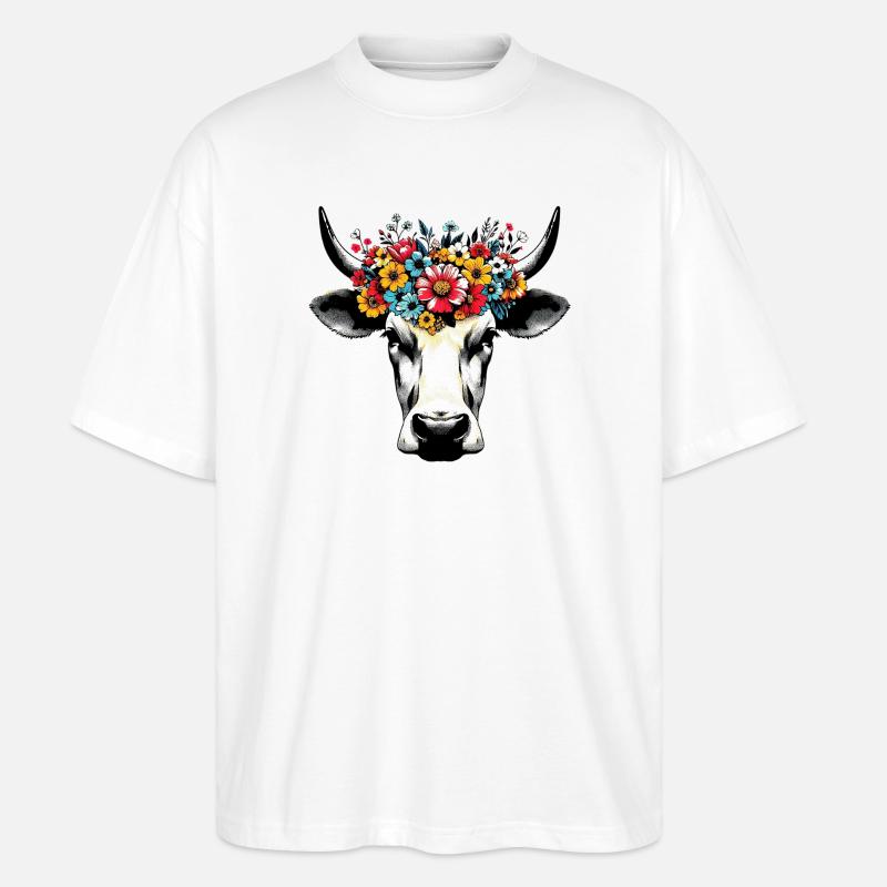 Kuh - Stanley/Stella Oversized Unisex Bio T-Shirt Blaster 2.0 - Weiß