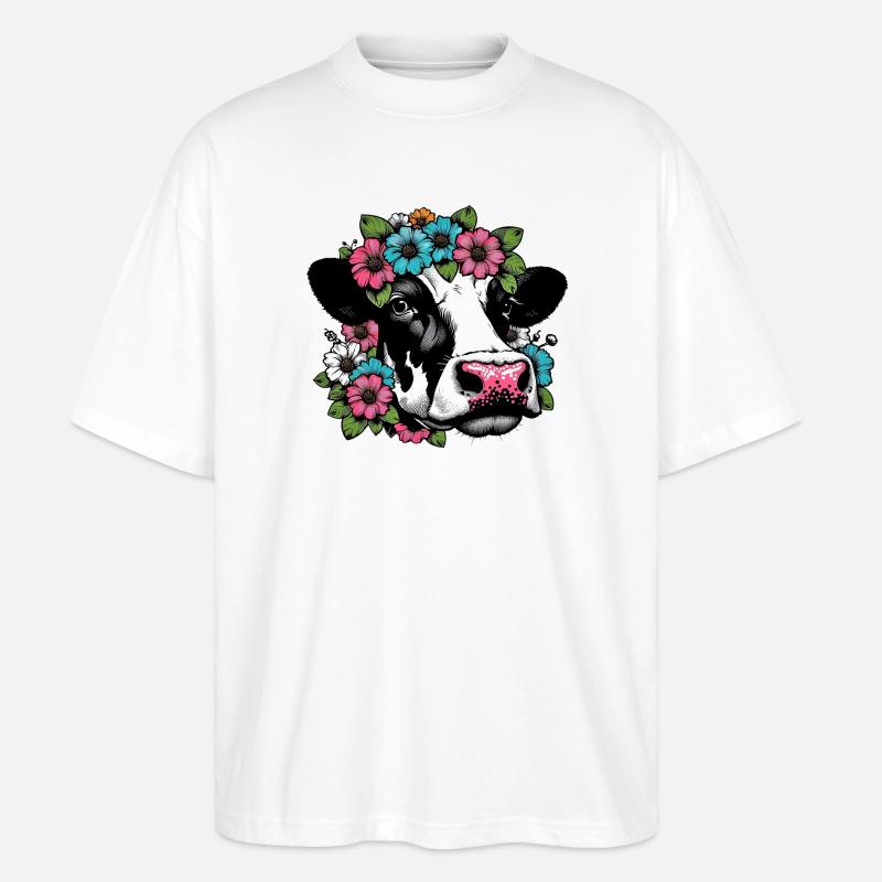 Kuh - Stanley/Stella Oversized Unisex Bio T-Shirt Blaster 2.0 - Weiß