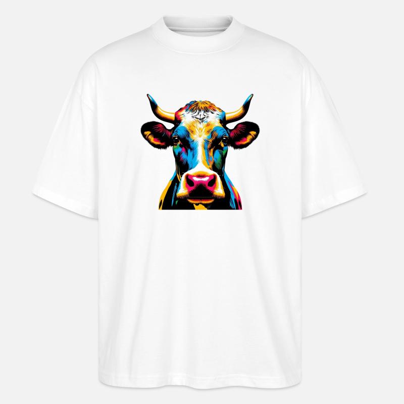 Kuh - Stanley/Stella Oversized Unisex Bio T-Shirt Blaster 2.0 - Weiß