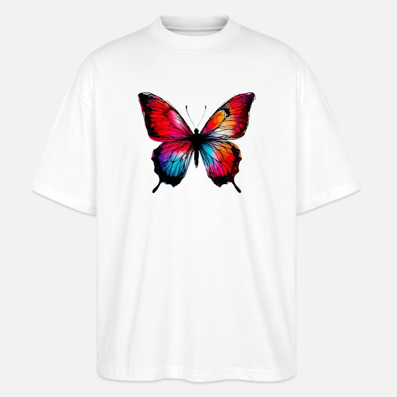 Schmetterling - Stanley/Stella Oversized Unisex Bio T-Shirt Blaster 2.0 - Weiß