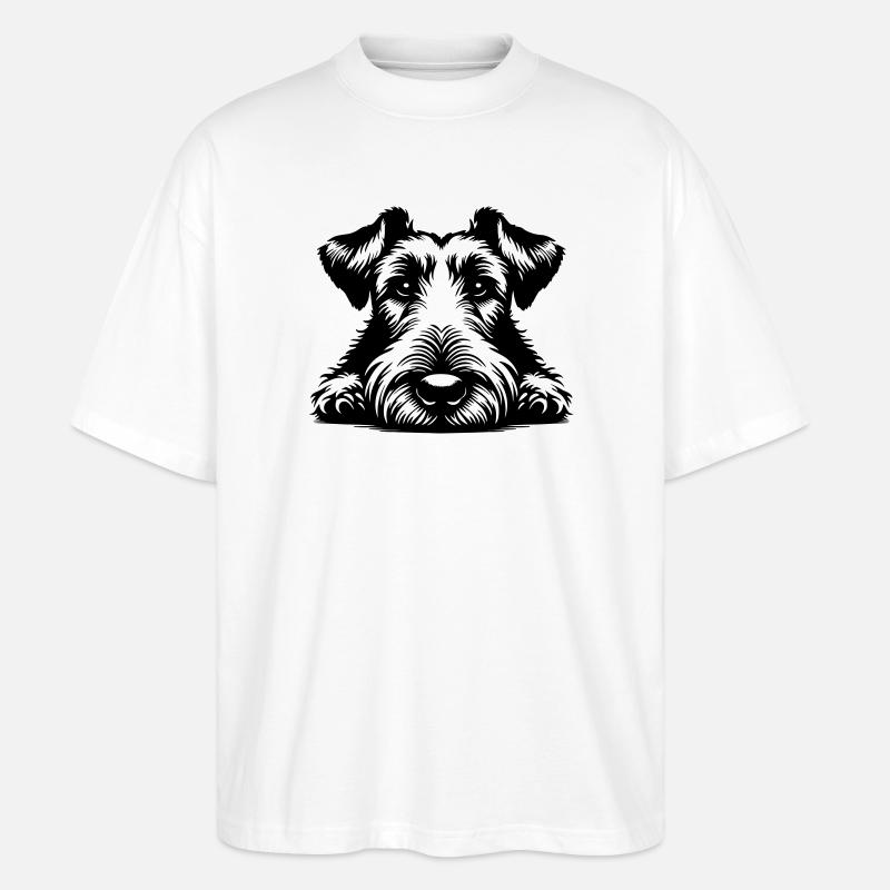 Irish Terrier Head with Paws - Stanley/Stella Oversized Unisex Organic T-shirt Blaster 2.0 - white