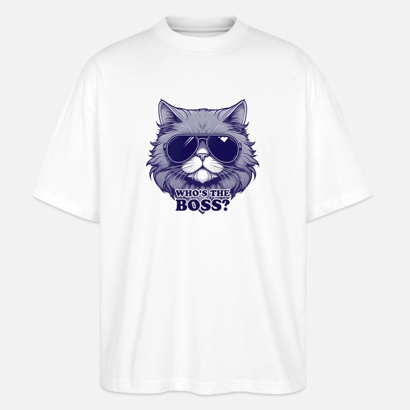 Stilvolle Katze mit Sonnenbrille - Stanley/Stella Oversized Unisex Bio T-Shirt Blaster 2.0 - Weiß