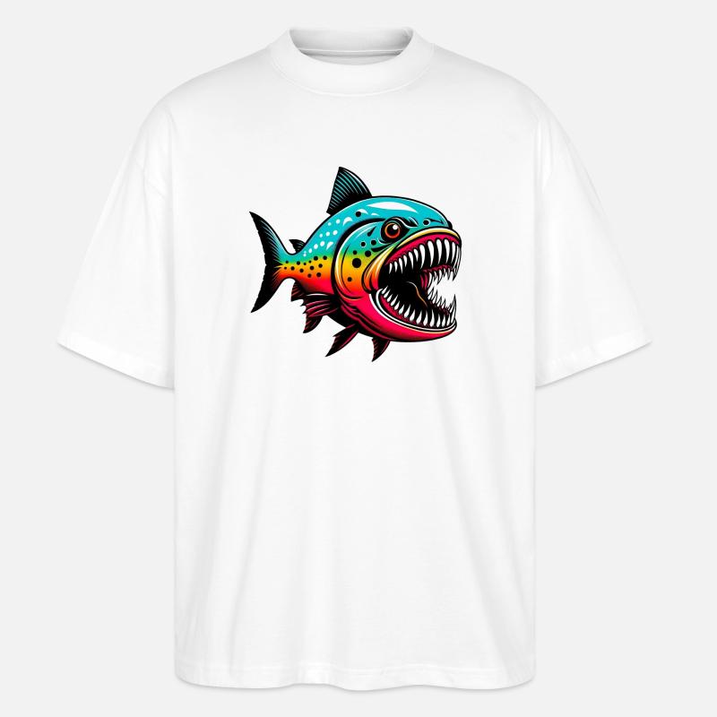 Piranha - Stanley/Stella Oversized Unisex Bio T-Shirt Blaster 2.0 - Weiß