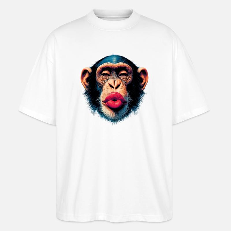 Affen-Kuss - Stanley/Stella Oversized Unisex Bio T-Shirt Blaster 2.0 - Weiß