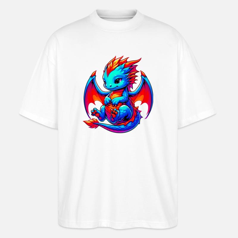 Drache - Stanley/Stella Oversized Unisex Bio T-Shirt Blaster 2.0 - Weiß