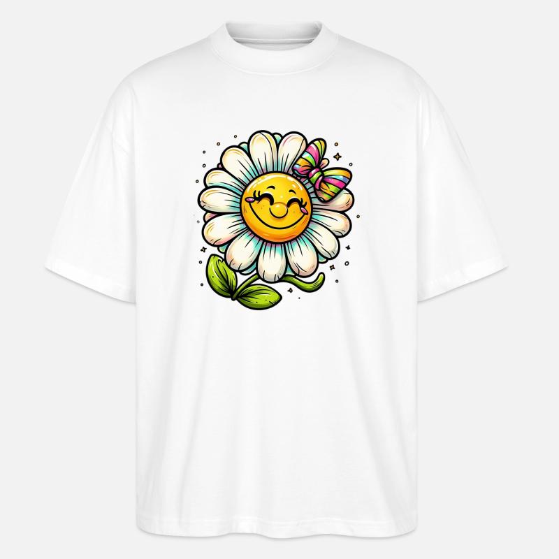 Gänseblümchen - Stanley/Stella Oversized Unisex Bio T-Shirt Blaster 2.0 - Weiß