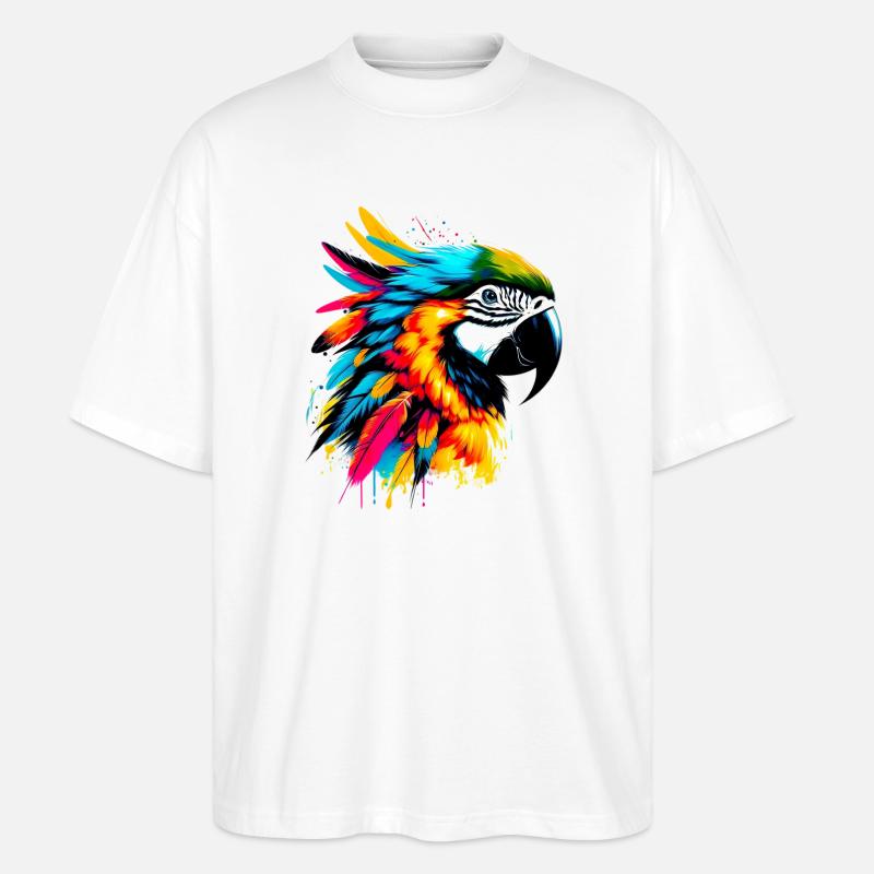 Papagei - Stanley/Stella Oversized Unisex Bio T-Shirt Blaster 2.0 - Weiß