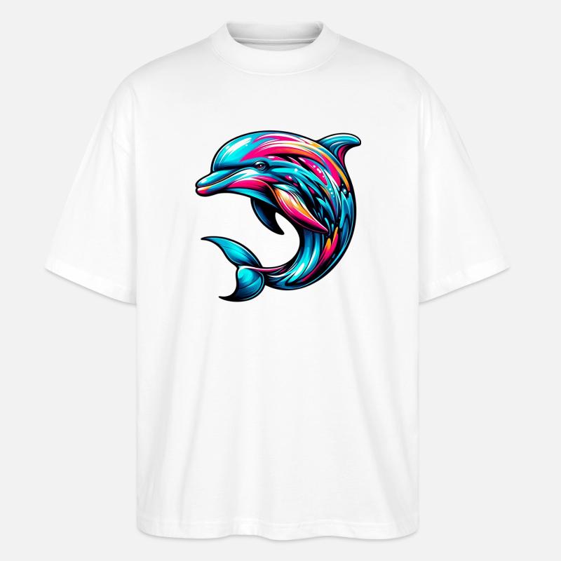 Dolphin - Stanley/Stella Oversized Unisex Organic T-shirt Blaster 2.0 - white
