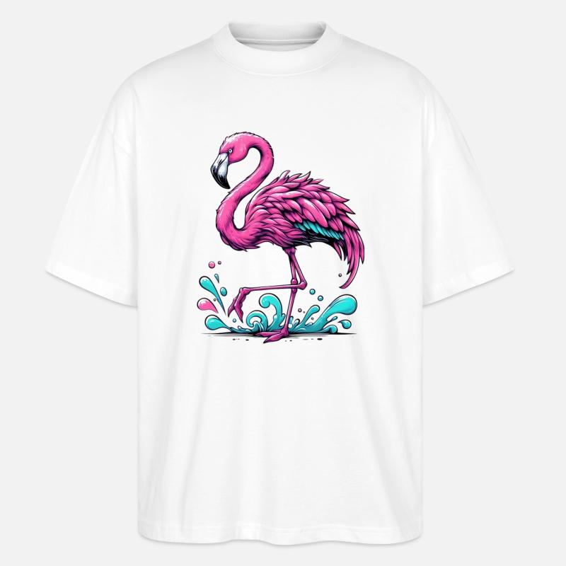 Flamingo - Stanley/Stella Oversized Unisex Bio T-Shirt Blaster 2.0 - Weiß