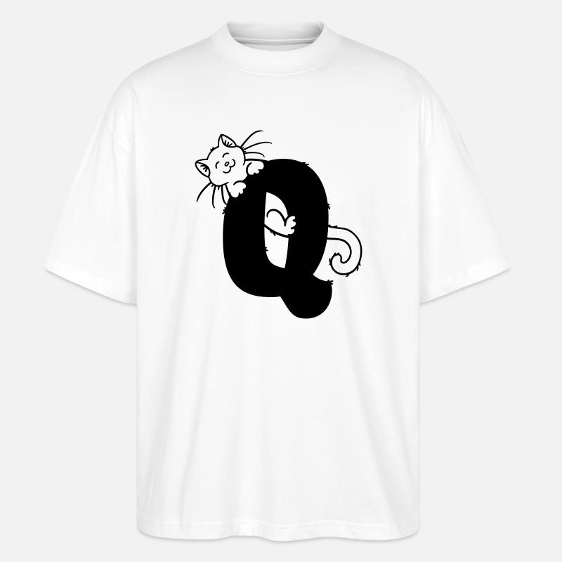 Katze Buchstabe Q - Stanley/Stella Oversized Unisex Bio T-Shirt Blaster 2.0 - Weiß
