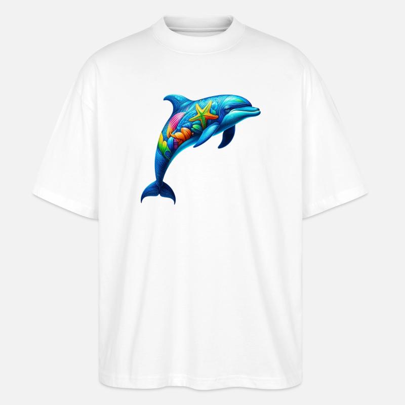 Delfin - Stanley/Stella Oversized Unisex Bio T-Shirt Blaster 2.0 - Weiß