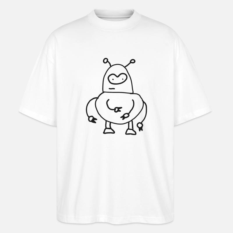 Dooddly Alien Robot Doodle - T-shirt bio Blaster 2.0 coupe oversize Stanley/Stella Unisexe - blanc