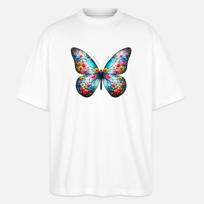 Schmetterling - Stanley/Stella Oversized Unisex Bio T-Shirt Blaster 2.0 - Weiß