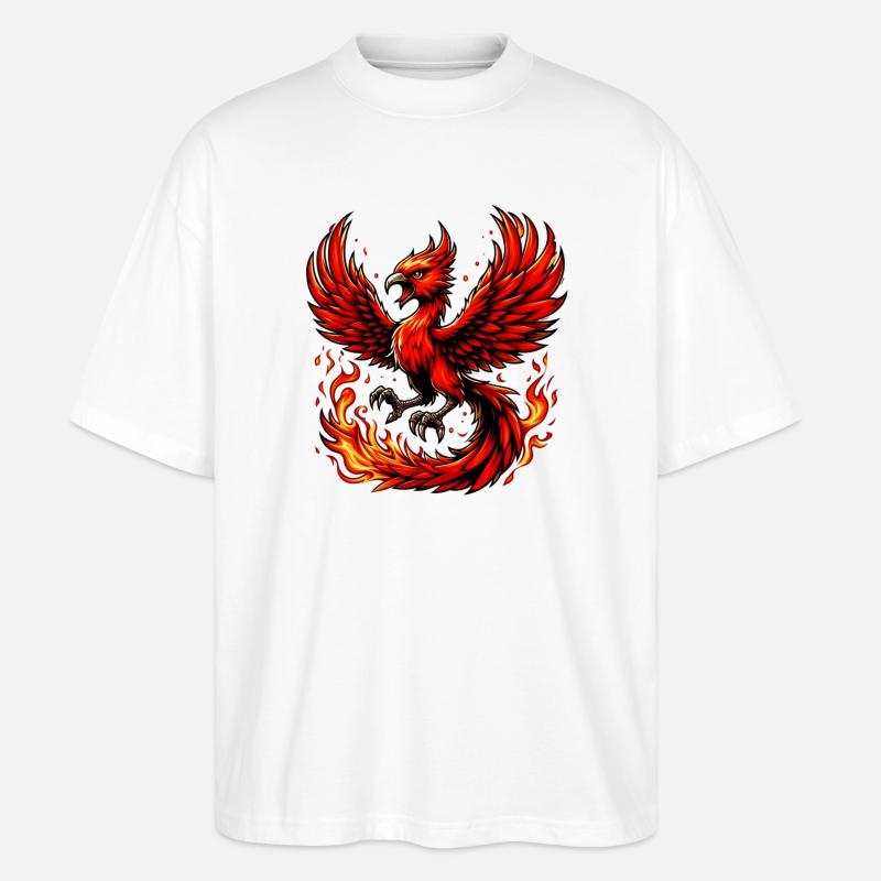 Roter Phönix - Stanley/Stella Oversized Unisex Bio T-Shirt Blaster 2.0 - Weiß