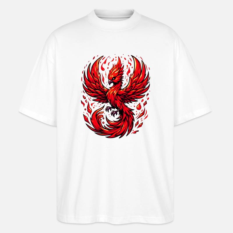 Roter Phönix - Stanley/Stella Oversized Unisex Bio T-Shirt Blaster 2.0 - Weiß