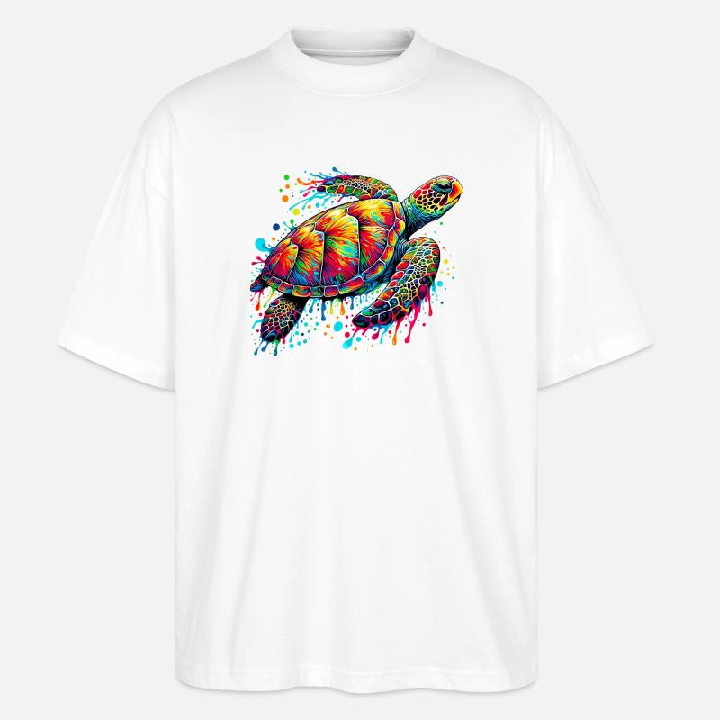 Turtle - Stanley/Stella Oversized Unisex Organic T-shirt Blaster 2.0 - white