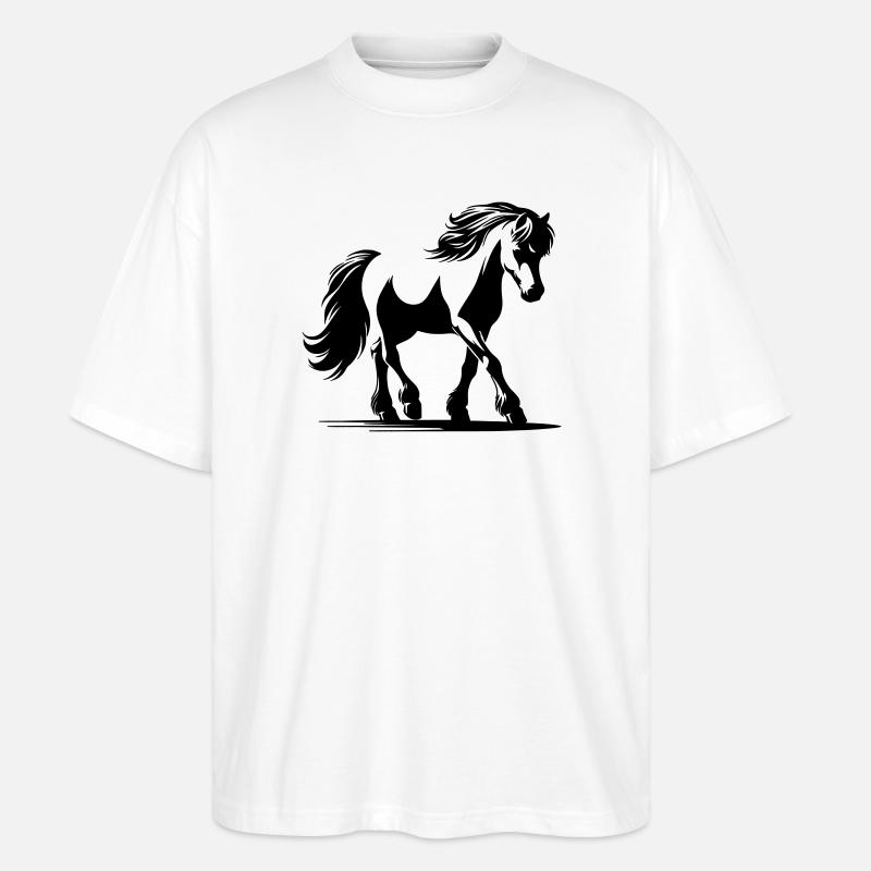 Cheval Poney de selle allemand - T-shirt bio Blaster 2.0 coupe oversize Stanley/Stella Unisexe - blanc