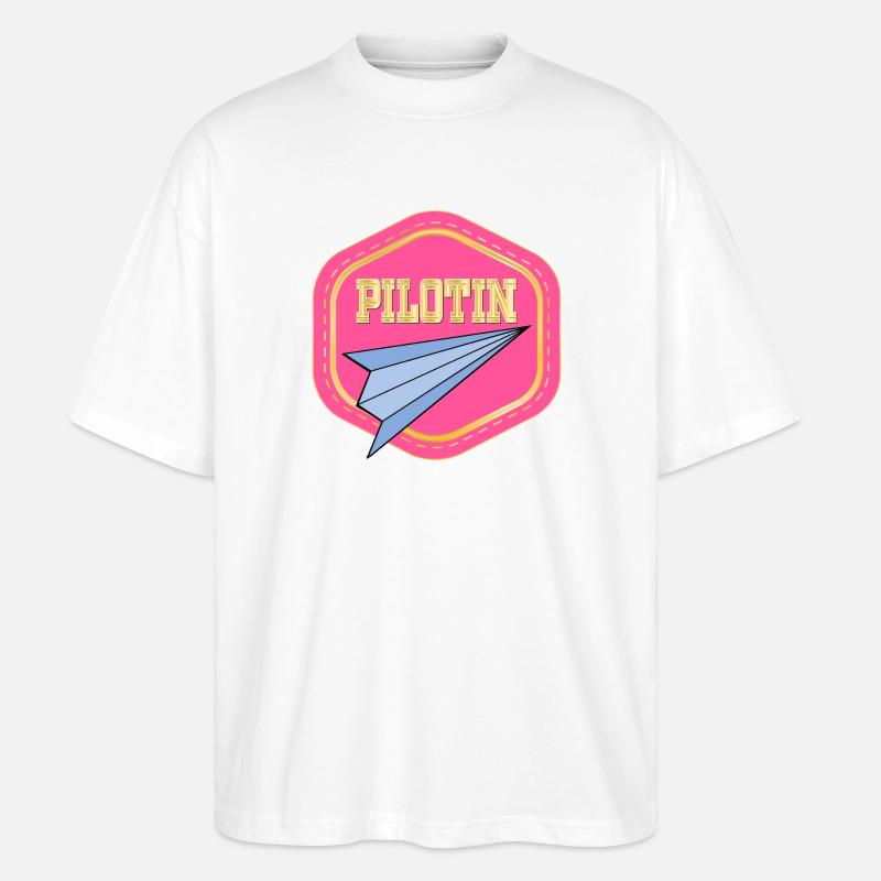 LUFTFAHRT PILOTIN - PAPIERFLIEGER - Stanley/Stella Oversized Unisex Bio T-Shirt Blaster 2.0 - Weiß